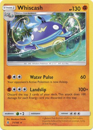 Pokemon - Whiscash - 71/145 - Rare - Sun & Moon: Guardians Rising Series