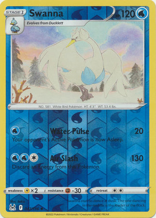 Pokemon - Swanna - 047/196 - Uncommon Reverse Holo - Sword & Shield: Lost Origin Series