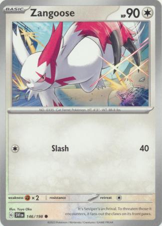 Pokemon - Zangoose - 146/198 - Common - Scarlet & Violet (Base Set) Series