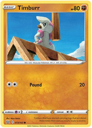 Pokemon - Timburr - 073/163 - Common - Sword & Shield: Battle Styles Singles