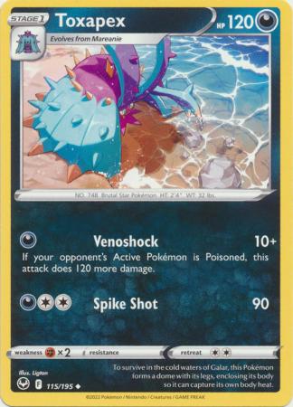 Pokemon - Toxapex - 115/195 - Uncommon - Sword & Shield: Silver Tempest Series