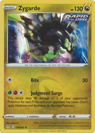 Pokemon - Zygarde - 118/203 - Holo Rare - Sword & Shield: Evolving Skies Series