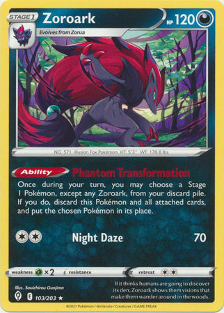 Pokemon - Zoroark - 103/203 - Rare Theme Deck Exclusive - Sword & Shield: Evolving Skies Series