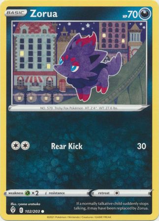 Pokemon - Zorua - 102/203 - Common Reverse Holo - Sword & Shield: Evolving Skies Series