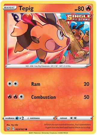 Pokemon - Tepig - 023/163 - Common - Sword & Shield: Battle Styles Singles