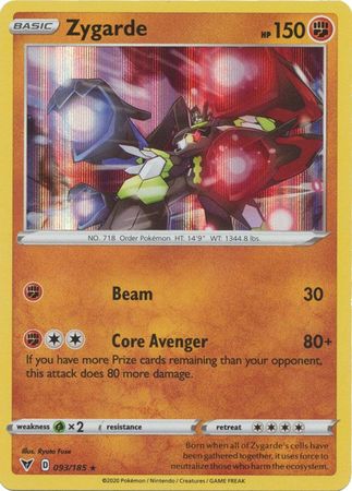 Pokemon - Zygarde - 093/185 - Holo Rare - Sword & Shield: Vivid Voltage Series