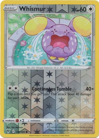 Pokemon - Whismur - 135/185 - Common Reverse Holo - Sword & Shield: Vivid Voltage Series