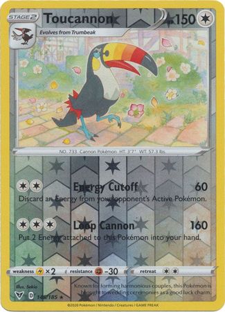 Pokemon - Toucannon - 145/185 - Rare Reverse Holo - Sword & Shield: Vivid Voltage Series