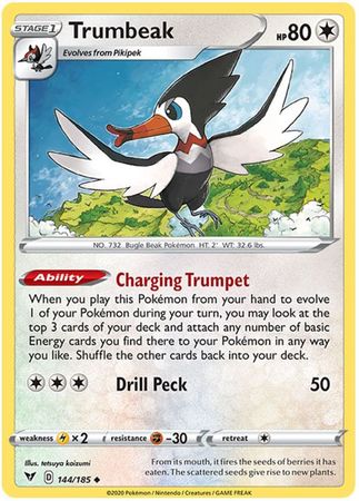 Pokemon - Trumbeak - 144/185 - Uncommon - Sword & Shield: Vivid Voltage Series