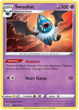 Pokemon - Swoobat - 074/185 - Uncommon - Sword & Shield: Vivid Voltage Series