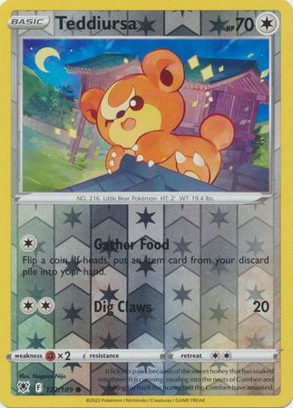 Pokemon - Teddiursa - 122/189 - Common Reverse Holo - Sword & Shield: Astral Radiance Series