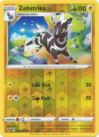 Pokemon - Zebstrika - 054/185 - Uncommon Reverse Holo - Sword & Shield: Vivid Voltage Series