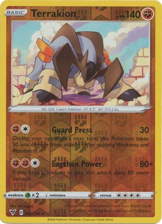 Pokemon - Terrakion - 092/185 - Holo Rare Reverse Holo - Sword & Shield: Vivid Voltage Series