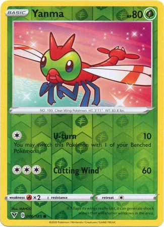 Pokemon - Yanma - 006/185 - Common Reverse Holo - Sword & Shield: Vivid Voltage Series