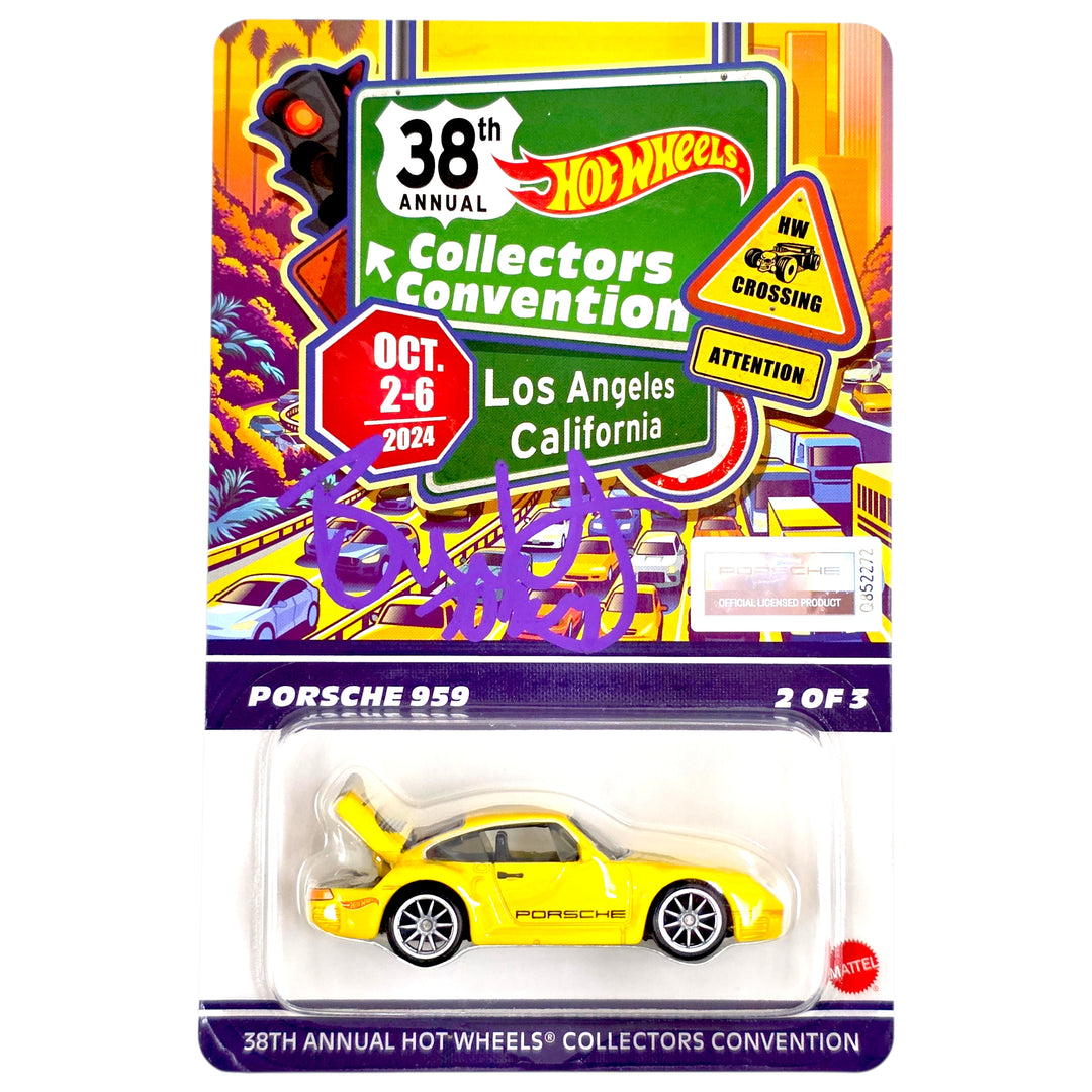 Hot Wheels - Porsche 959 w/ Patch - 2024 *38th Annual Los Angeles Collectors Convention Exclusive* - Autographed by Brendon Vetuskey
