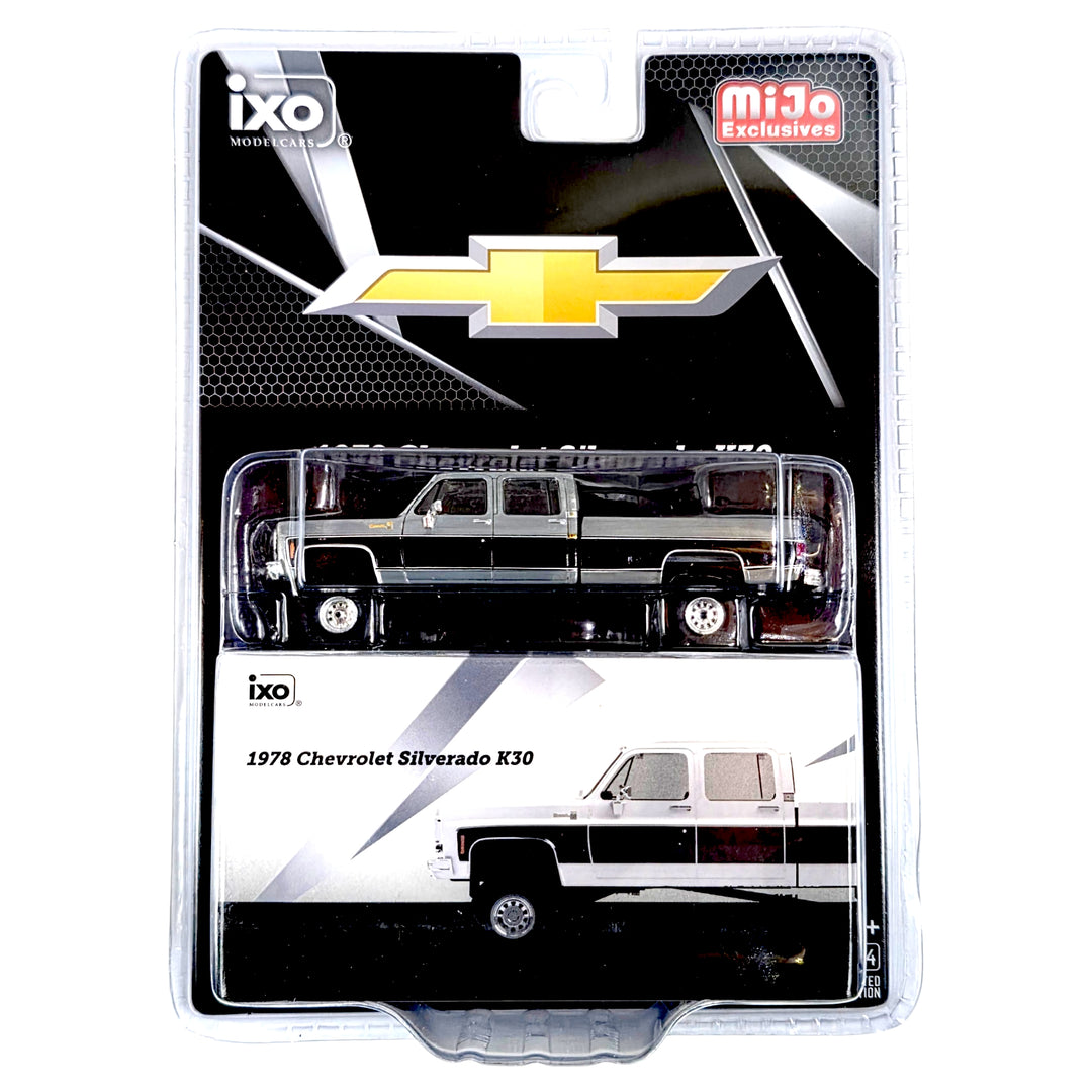 IXO Models - 1978 Chevrolet Silverado K30 Crew Cab Fleetside Lifted – White w/ Black Two Tone – Limited Edition – Mijo Exclusives *Chase*