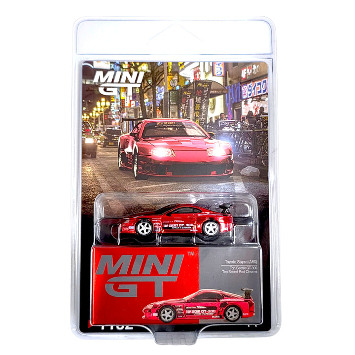 Mini GT - Toyota Supra (A80) Top Secret GT-300 Top Secret – Red Chrome
