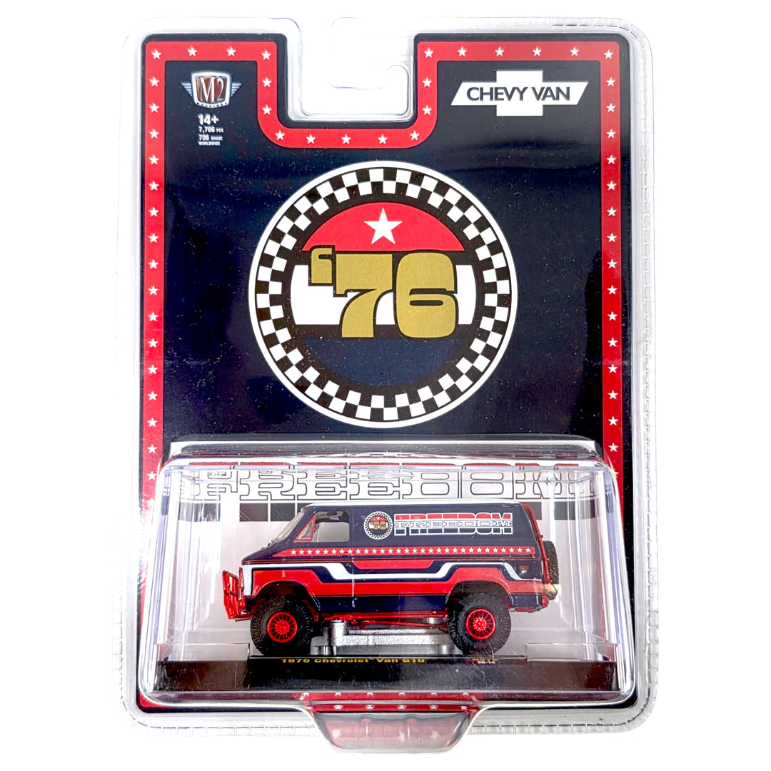 M2 Machines - 1976 Chevrolet Van “FREEDOM EDITION” – Red- Hobby Exclusive *Chase*