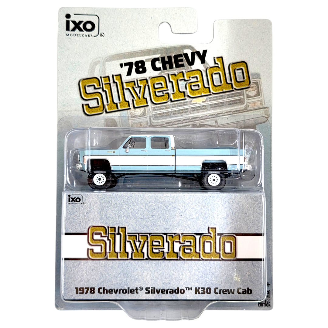 IXO Models - 1978 Chevrolet Silverado K30 Crew Cab Fleetside Lifted - Blue &amp; White