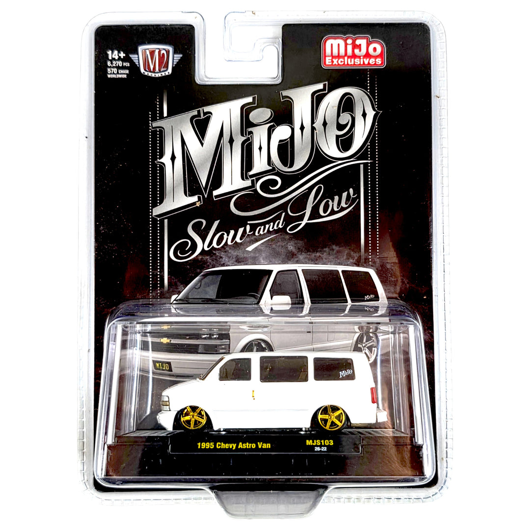 M2 Machines - 1995 Chevrolet Astro Van Custom Slow &amp; Low – White – MiJo Exclusives *Chase*