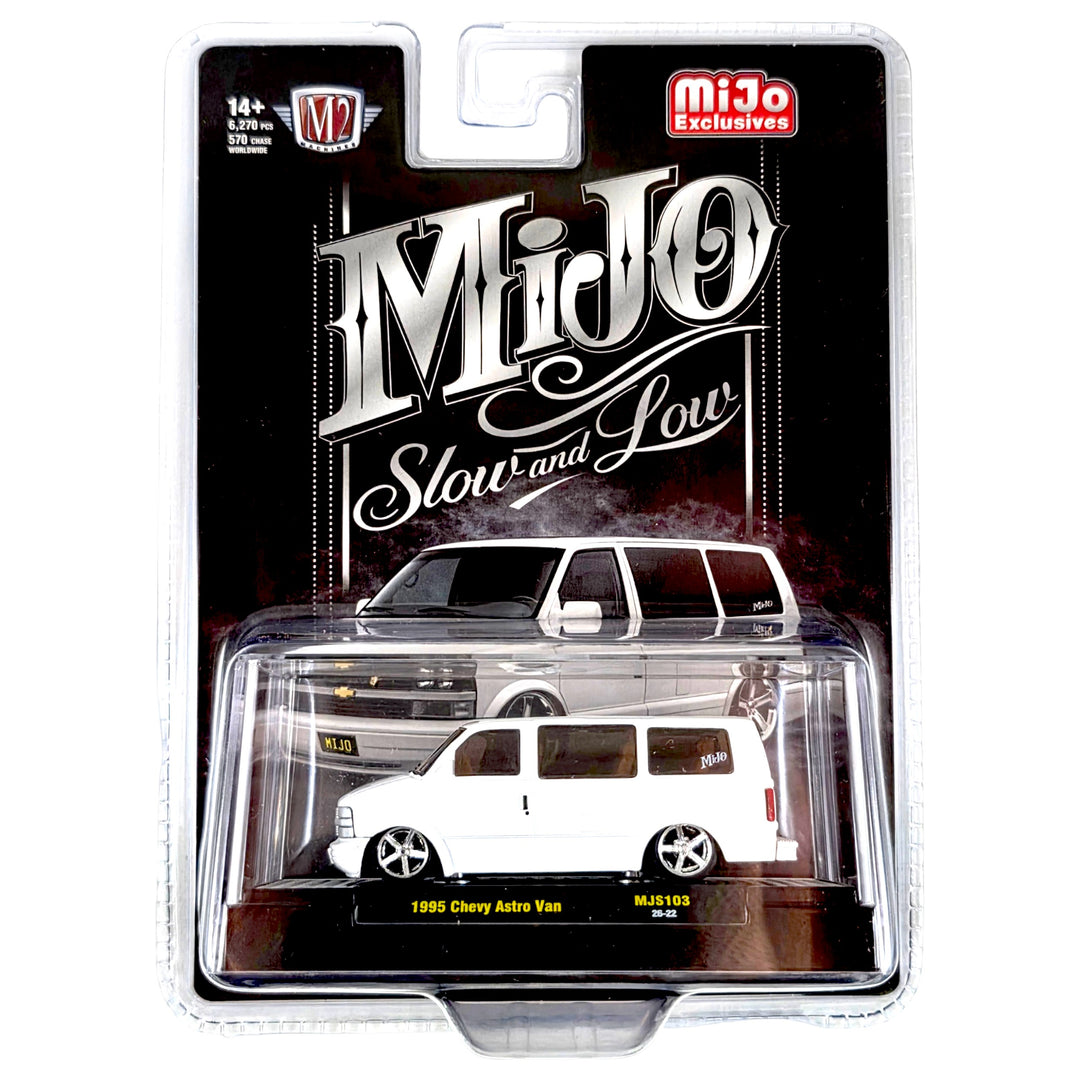 M2 Machines - 1995 Chevrolet Astro Van Custom Slow &amp; Low – White – MiJo Exclusives
