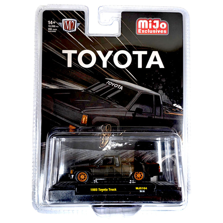 M2 Machines - 1985 Toyota Pickup Truck Slammed Custom – Matte Grey w/ Carbon Hood – MiJo Exclusives