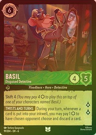 Lorcana - Basil (Disguised Detective) - 91/204 - Uncommon (Foil) - Azurite Sea