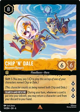 Lorcana - Chip 'n' Dale (Recovery Rangers) - 14/204 - Rare - Azurite Sea