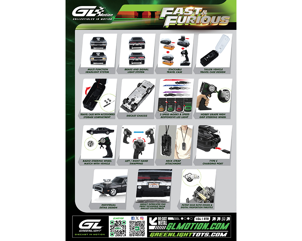 *Pre-Order* Greenlight - RC The Fast &amp; The Furious 1970 Dodge Charger “Dom’s Charger” Combo Set - Greenlight Motion Series