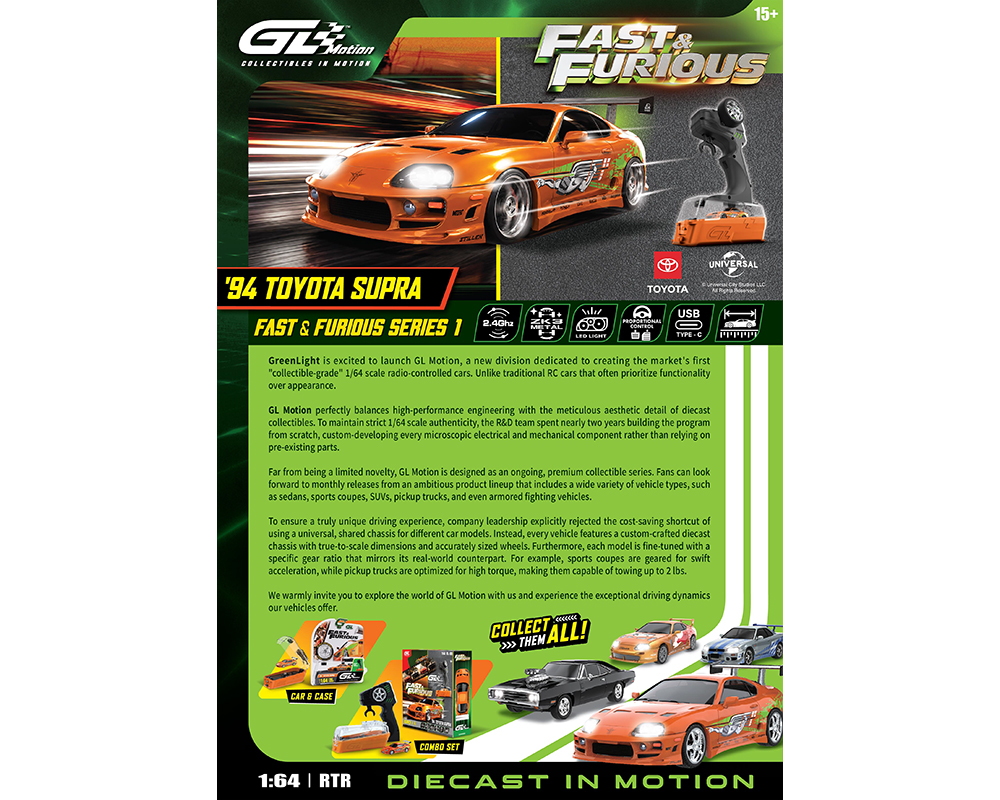*Pre-Order* Greenlight - RC The Fast &amp; The Furious 1994 Toyota Supra “Brian’s Supra” Combo Set - Greenlight Motion Series