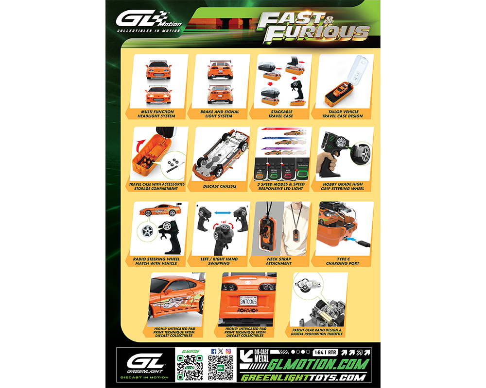 *Pre-Order* Greenlight - RC The Fast &amp; The Furious 1994 Toyota Supra “Brian’s Supra” Combo Set - Greenlight Motion Series