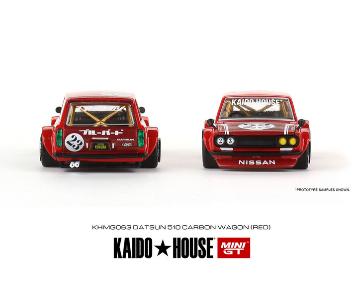 Kaido House x Mini GT - Datsun 510 Carbon Wagon (Red)
