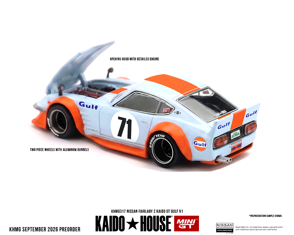 *Pre-Order* Kaido House x Mini GT - Nissan Fairlady Z Kaido GT GULF V1 – Blue *Sealed, Possibility of a Chase*