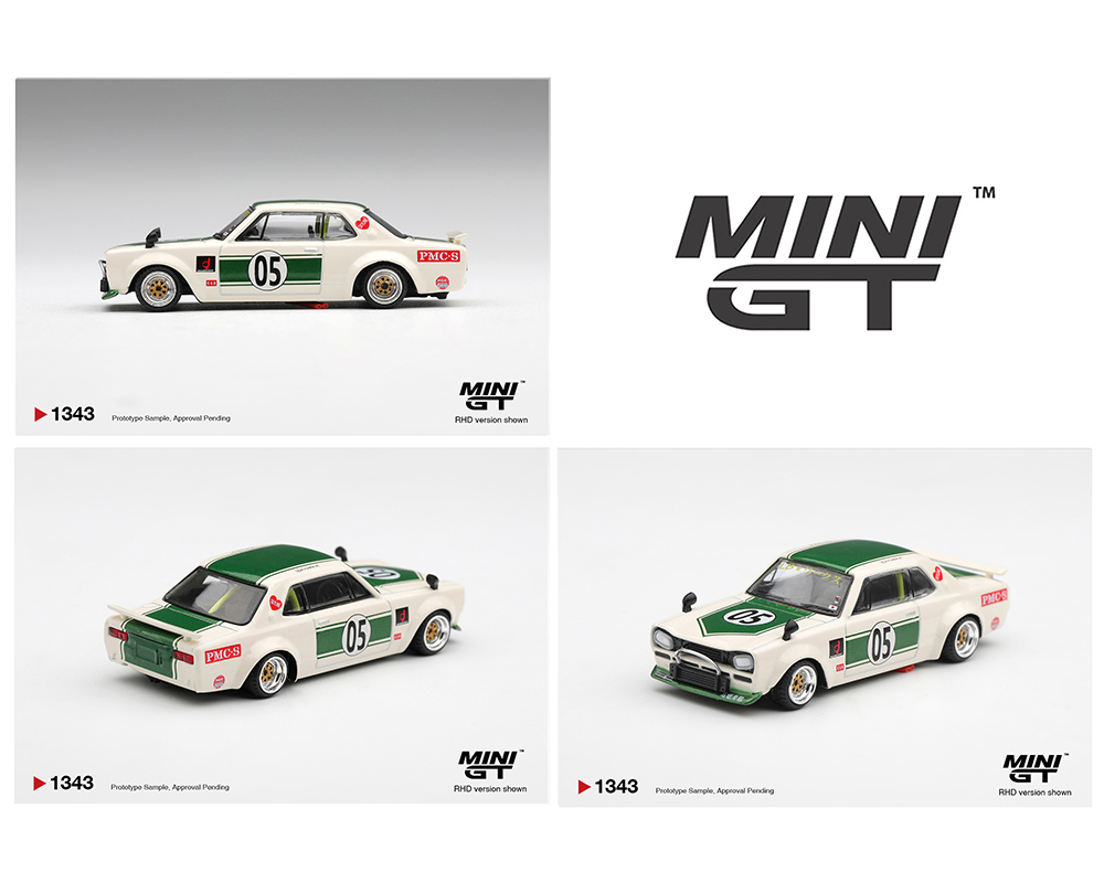 *Pre-Order* Mini GT - Nissan Skyline LB-WORKS “HAKOSUKA” – White / Green- Limited Edition