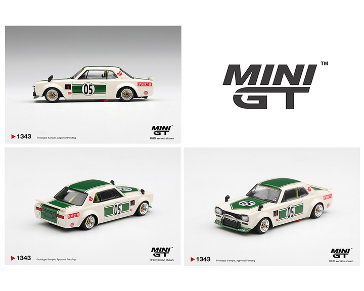 *Pre-Order* Mini GT - Nissan Skyline LB-WORKS “HAKOSUKA” – White / Green- Limited Edition