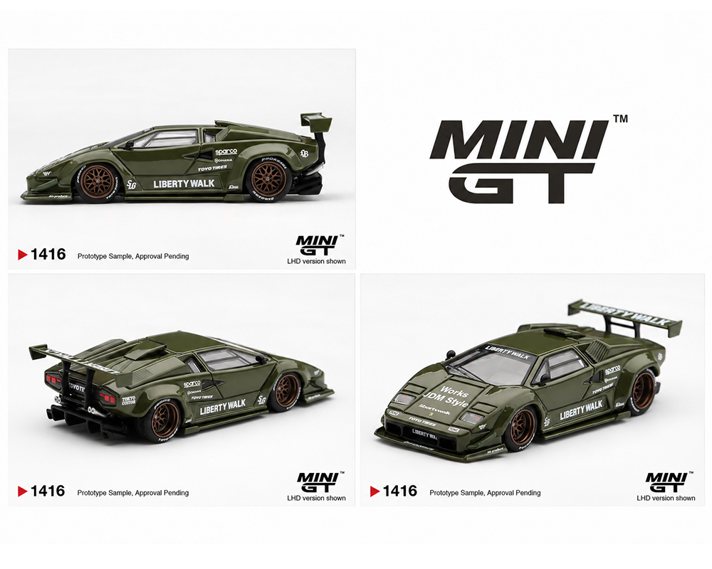 *Pre-Order* Mini GT - Lamborghini Countach LB-WORKS Army Green – Limited Edition