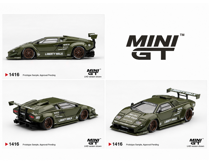 *Pre-Order* Mini GT - Lamborghini Countach LB-WORKS Army Green – Limited Edition