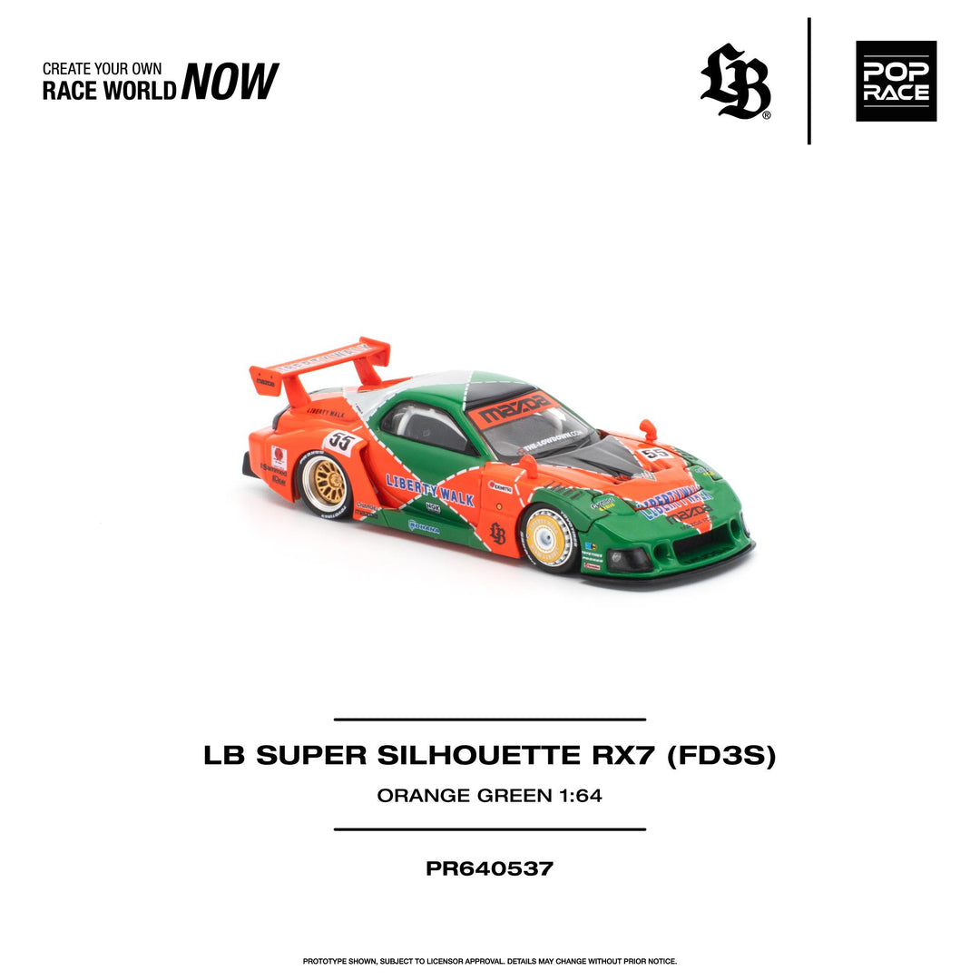 *Pre-Order* Pop Race - LB Super Silhouette RX7 (FD3S) - Orange Green
