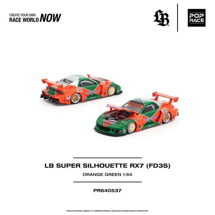 *Pre-Order* Pop Race - LB Super Silhouette RX7 (FD3S) - Orange Green