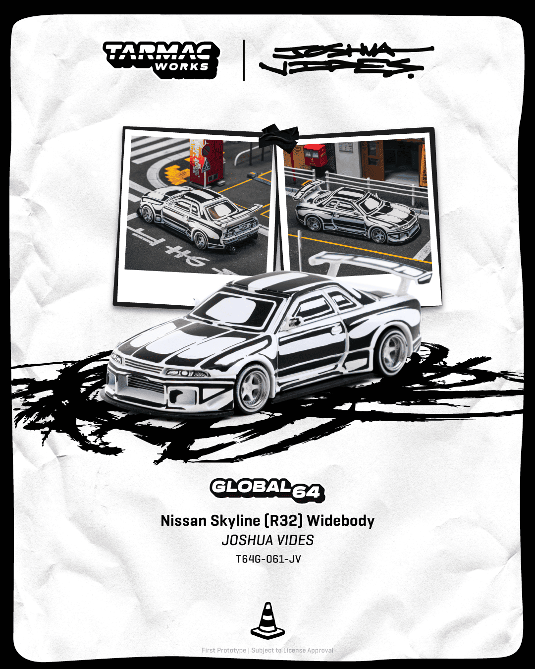 *Pre-Order* Tarmac Works - Nissan Skyline (R32) Widebody - Designed by JOSHUA VIDES - Global64 Series