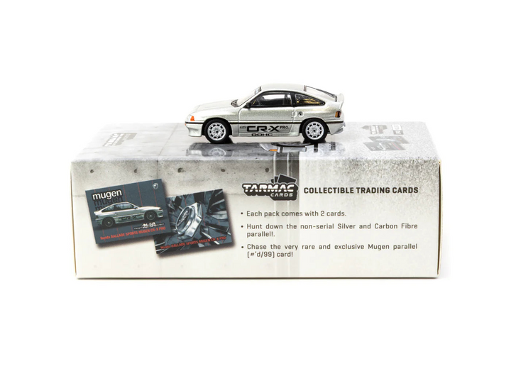 Tarmac Works - HONDA Ballade Sports MUGEN CR-X PRO Silver Model Car + Trading Cards Combo Set - Global64 Series