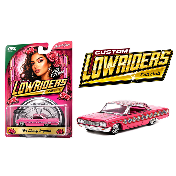 *Pre-Order* Greenlight - Custom Lowriders – 1964 Chevrolet Impala SS Rose – Pink