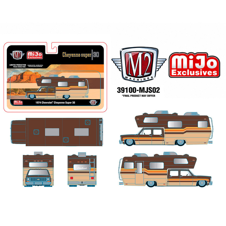 *Pre-Order* M2 Machines - 1974 Chevrolet Cheyenne Super 30 Custom Camper – Beige Brown – MiJo Exclusives