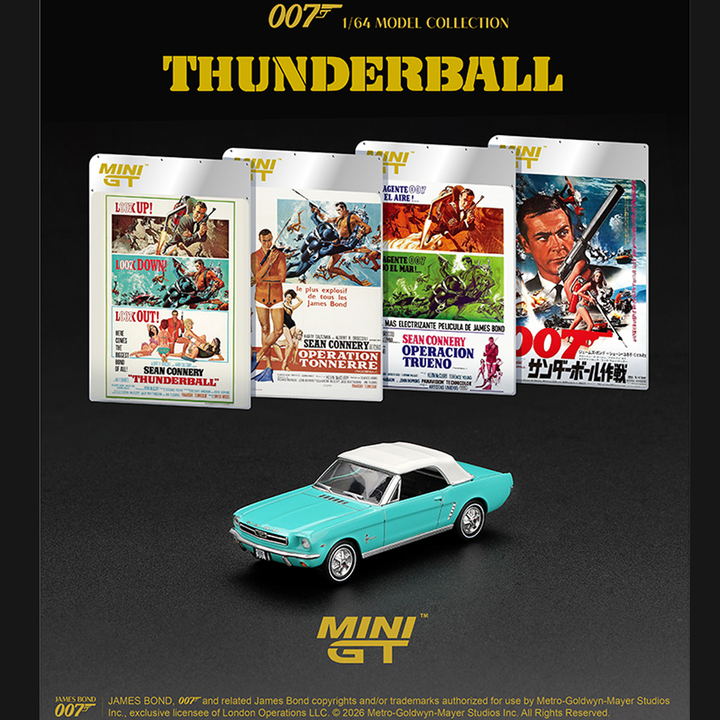 *Pre-Order* Mini GT - James Bond 007 Ford Mustang Convertible 1965 “Thunderball” – English Packaging