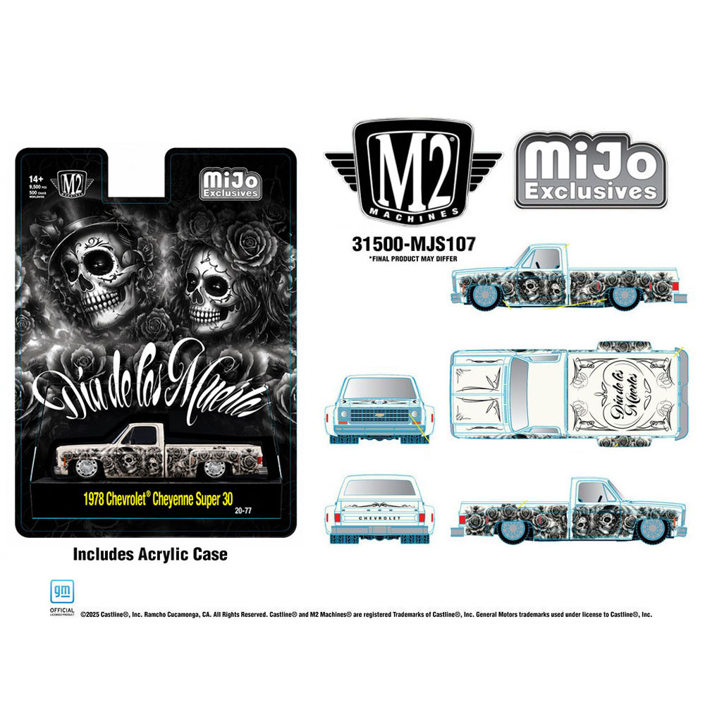 *Pre-Order* M2 Machines - 2026 “Dias De Los Muertos” 1978 Chevrolet Cheyenne Super 30 – Pearl White – Mijo Exclusives