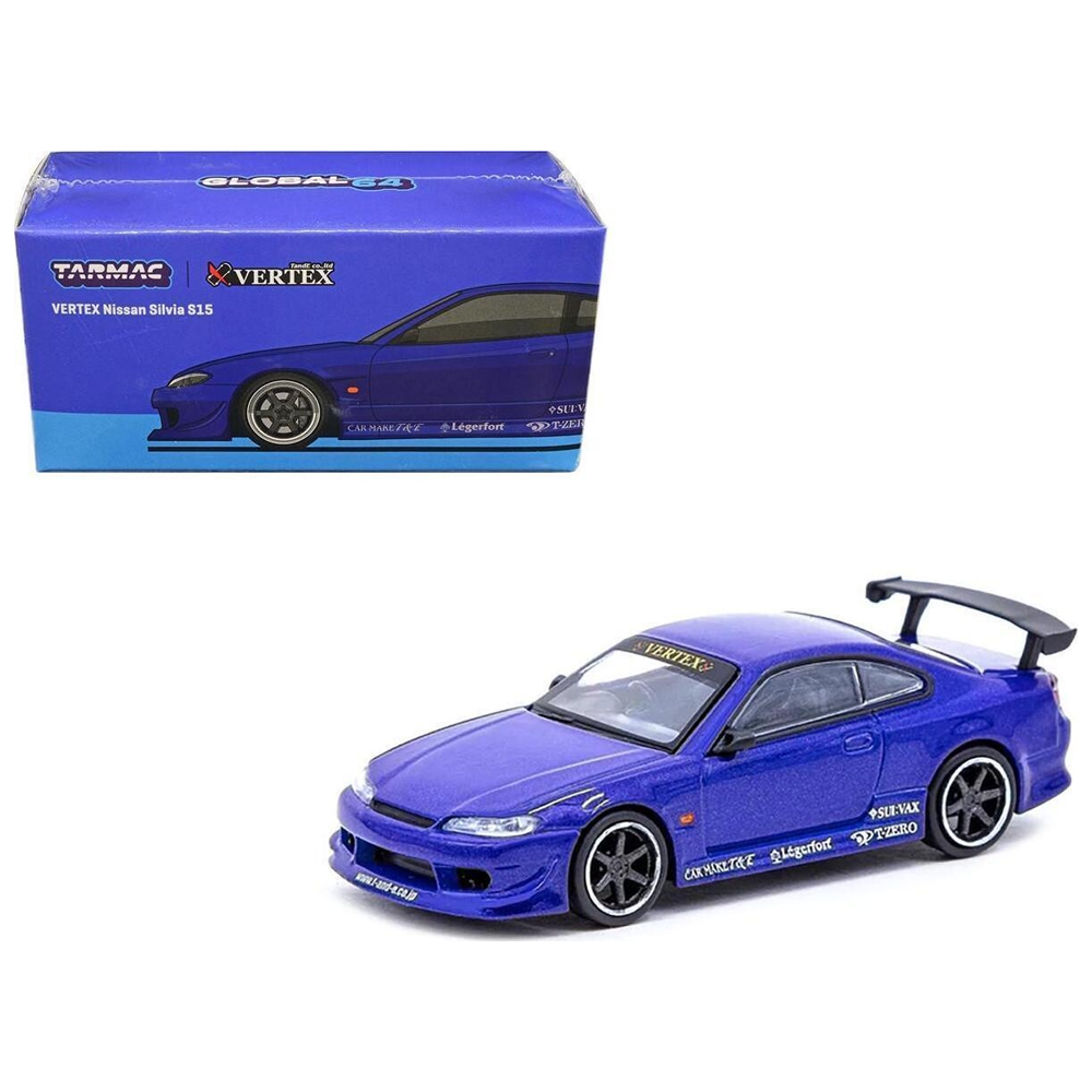 Tarmac Works - Vertex Nissan Silvia S15 Blue Metallic - Global64 Series