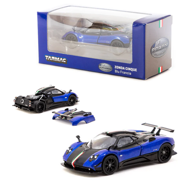 Tarmac Works - Pagani Zonda Cinque - Blu Francia - Global64 Series