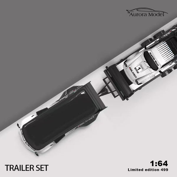 VOLKSWAGEN T1 BUS VW PORSCHE 964 &TRAILER FALKEN SET 1/64 BY