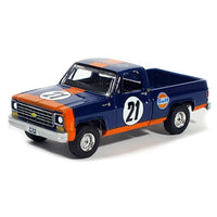 Auto World - 1976 Chevy Cheyenne Fleetside - Gulf Deep Blue *Diecastz Exclusive* - Top CollectiblesDiecastAuto World