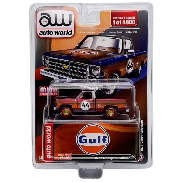 Auto World - 1977 Chevrolet Silverado - Gulf Oil Weathered - 2023 *Ultra Red Chase* - Top CollectiblesDiecastAuto World